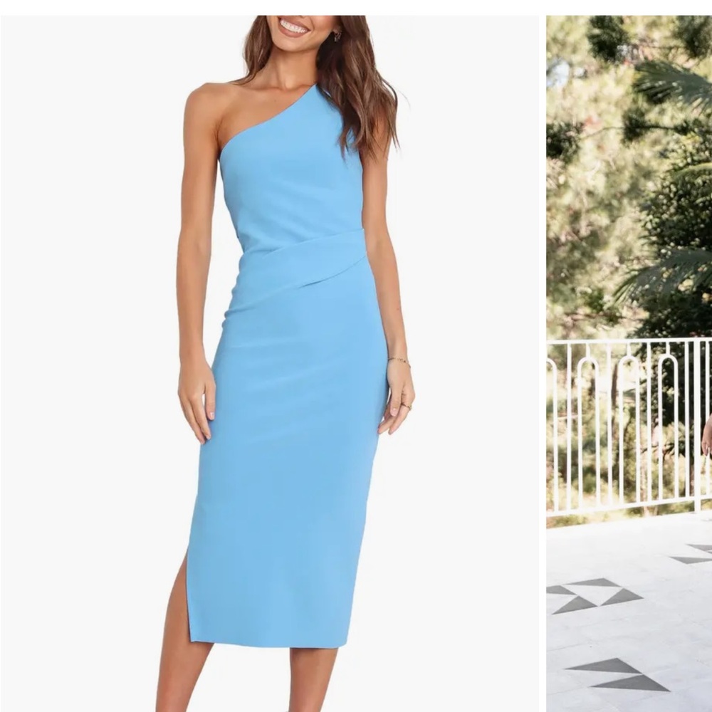 Petal & Pup Nadene One-Shoulder Blue Dress - Picture 9 of 12